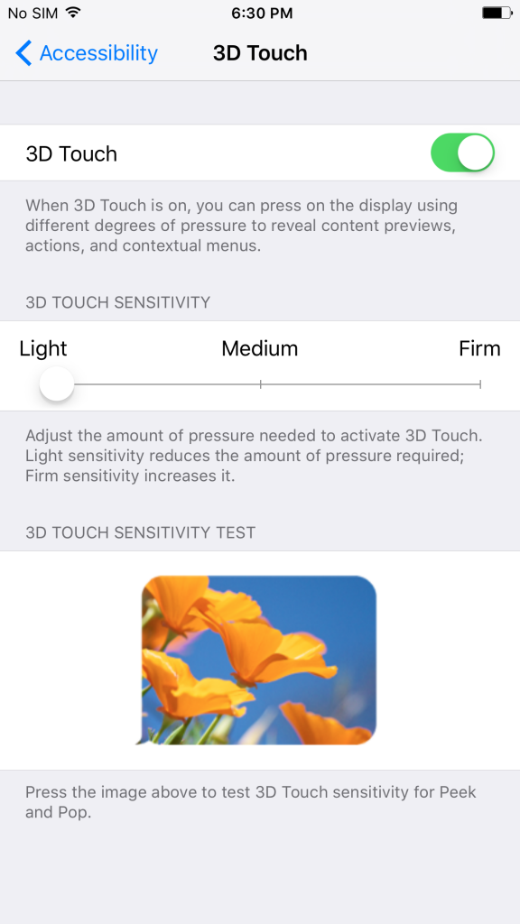 Adjust 3D Sensitivity of iPhone 6s